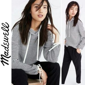 MADEWELL Black Striped Funnel Neck Sweatshirt